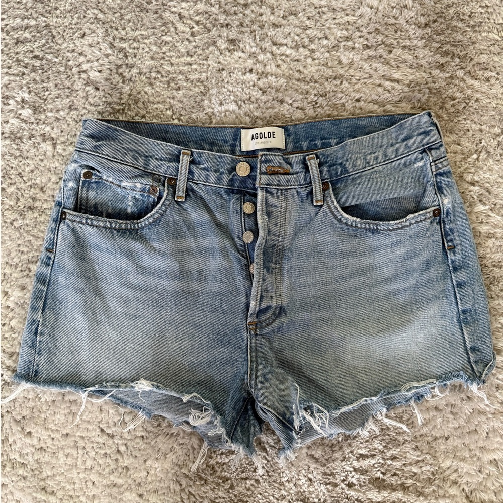 Agolde Light Blue Jean Shorts